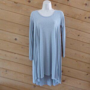 g.b.a. Blue Slate Gray Long Sleeve A-line Drape Relax Loose Fit Tunic Dress M